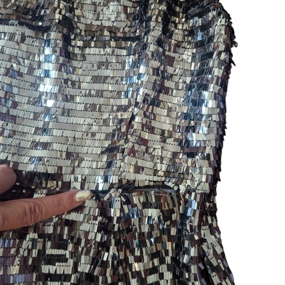 NBD x Revolve long gunmetal Cocktail Showgirl Embellished Sequined Gown Sz S - Picture 9 of 15